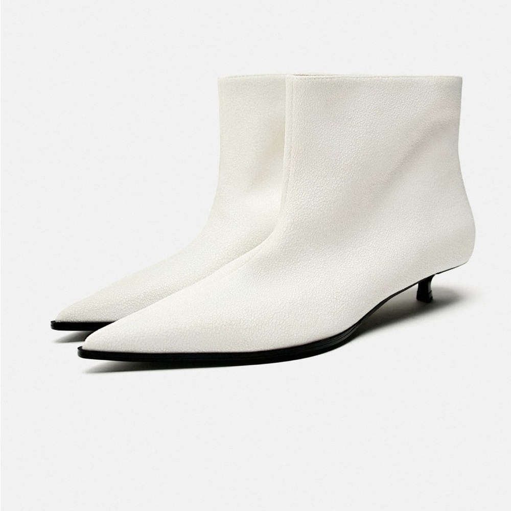 Zara kitten heel ankle boots booties 6.5 6 1/2 white new NIB women’s
